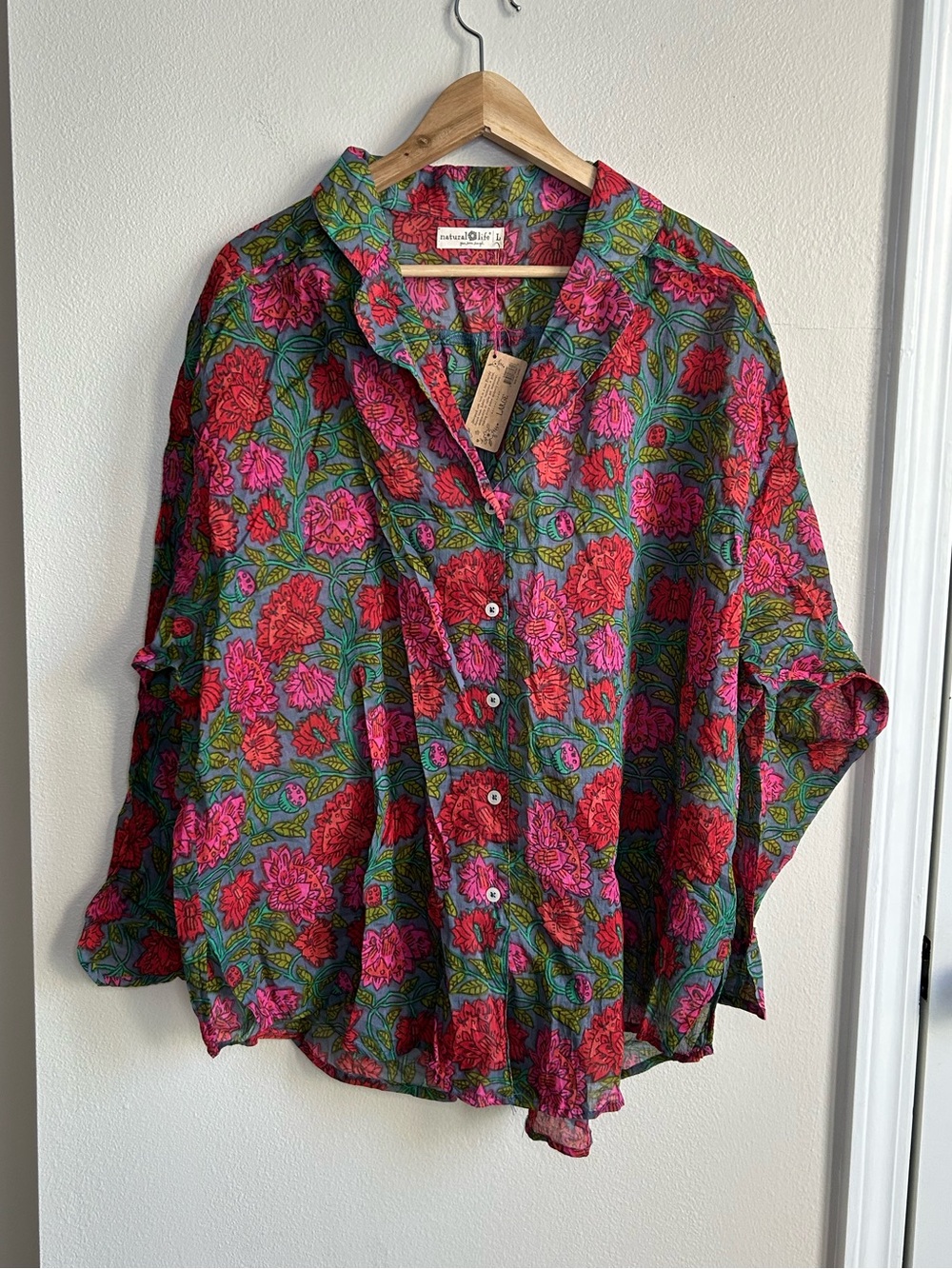 NWT NATURAL LIFE Floral Button-Front Dreamy Lightweight Cotton Pajama Set Size L - Picture 5 of 15